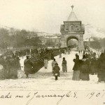 Войска готовятся к смотру в районе Триумфальной арки. 1901 год.