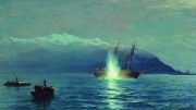 Потопление катерами парохода «Великий князь Константин» турецкого парохода «Интибах» на Батумском рейде в ночь на 14 января 1878 года. Лагорио Лев Феликсович.