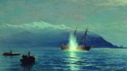 Потопление катерами парохода «Великий князь Константин» турецкого парохода «Интибах» на Батумском рейде в ночь на 14 января 1878 года. Лагорио Лев Феликсович.