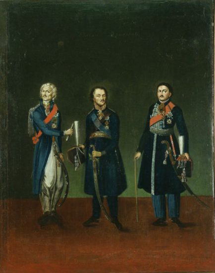 Тройной портрет: М.И. Платов, Ф.П. Денисов, В.П. Орлов.