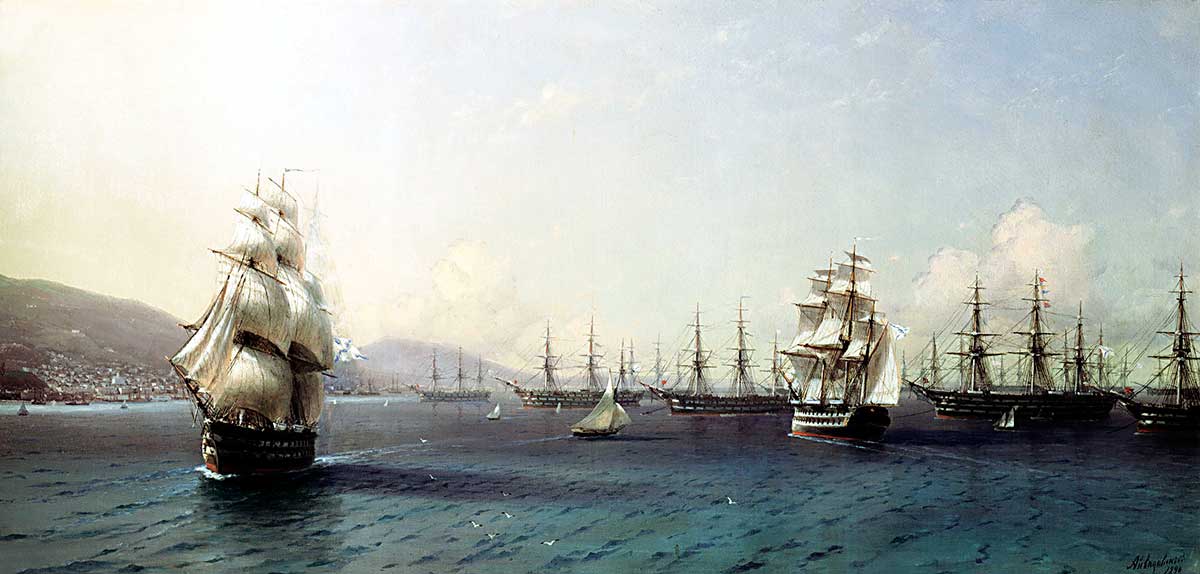 Черноморский флот в Феодосийской бухте, перед началом Крымской войны. 1890 г.