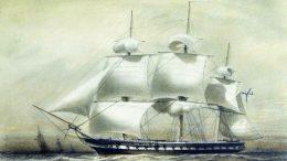 Фрегат "Паллада". Алексей Петрович Боголюбов. Графика, 1847, 25×35 см.